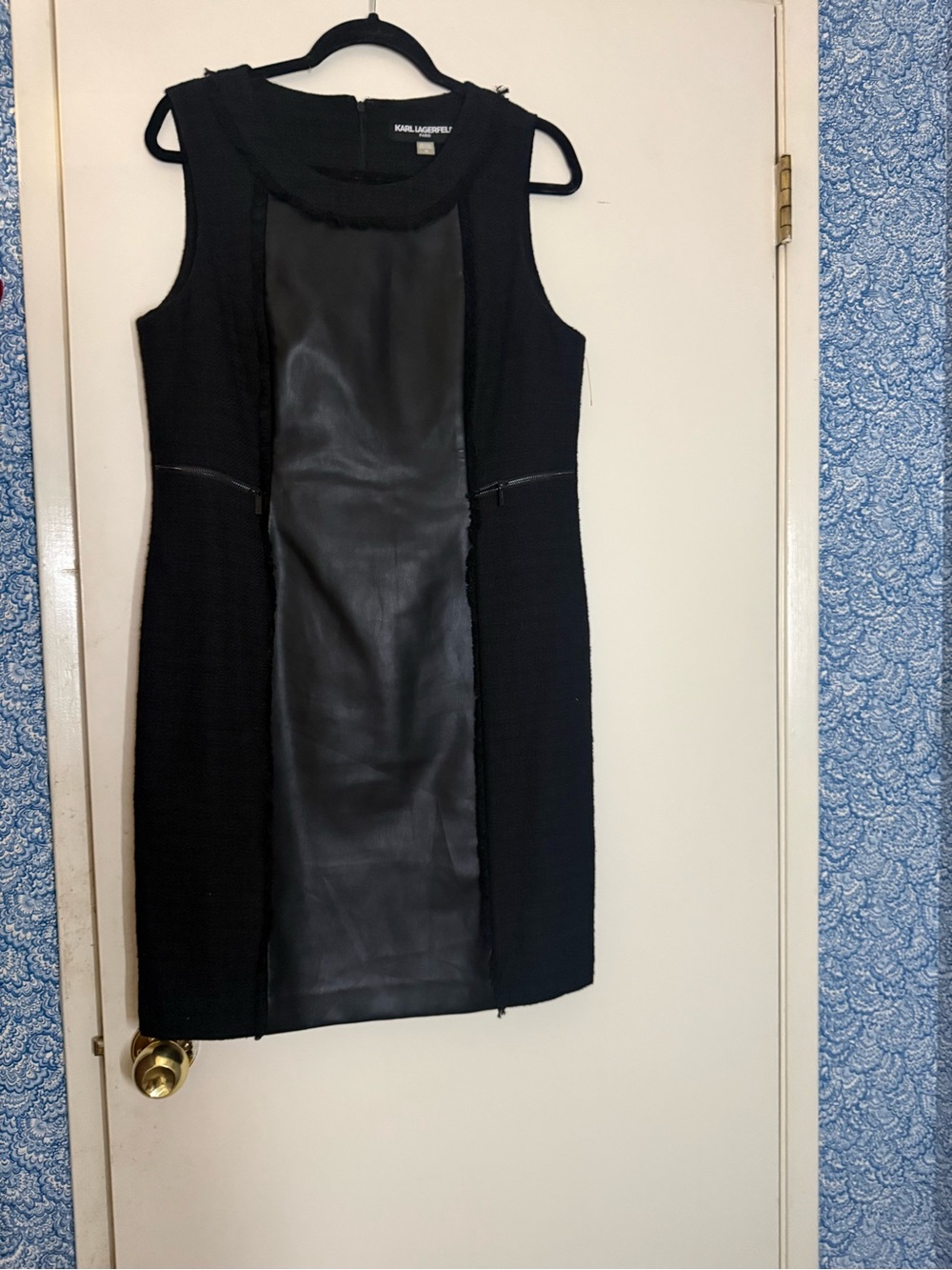 Karl Lagerfeld Black Mixed-Media Sleeveless dress